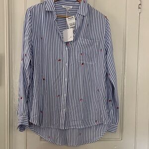 BeachLunchLounge striped strawberry mochi blouse size medium new